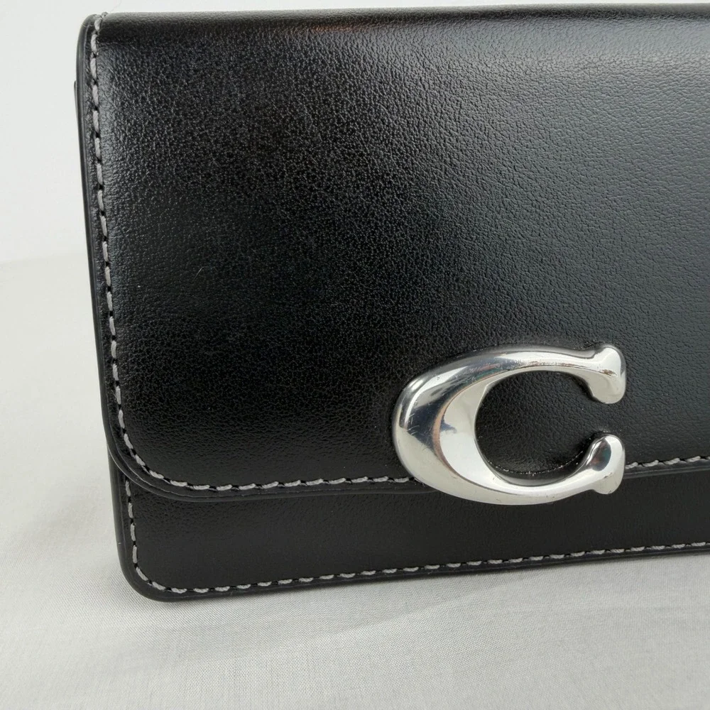 Coach Bandit Wallet Black Luxe Refined Calf Leather Silver Tone 4